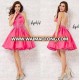 2018 Short Cocktail Party Dresses Ball Gown Beaded Hot Pink Satin Cheap Homecoming Dresses